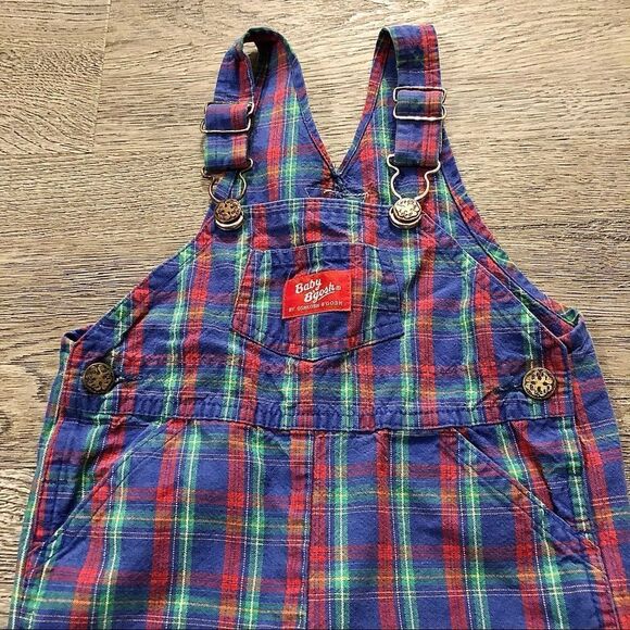𝅺Vintage Osh Kosh B'Gosh Multicolor Gingham Bib Overalls Size 2T Boys Girls USA - Picture 4 of 9